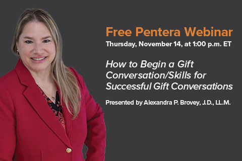 Webinar 11/14: Alexandra P. Brovey, “How to Begin a Gift Conversation/Skills for Successful Gift Conversations”